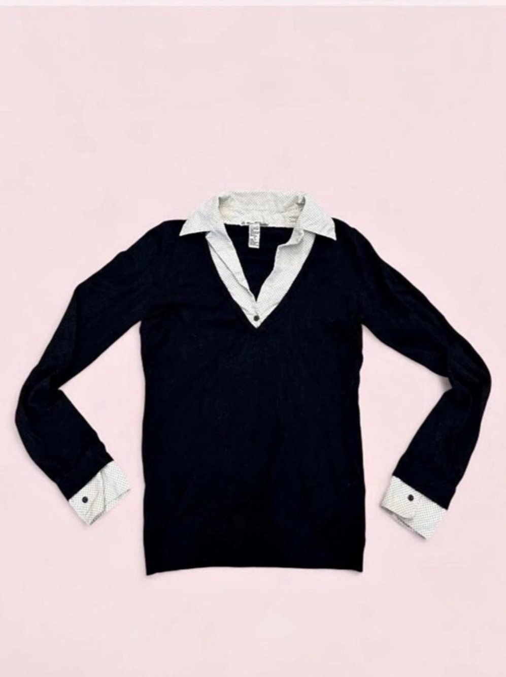 Y2K Forever 21 Layered Polka Dot Collar Top